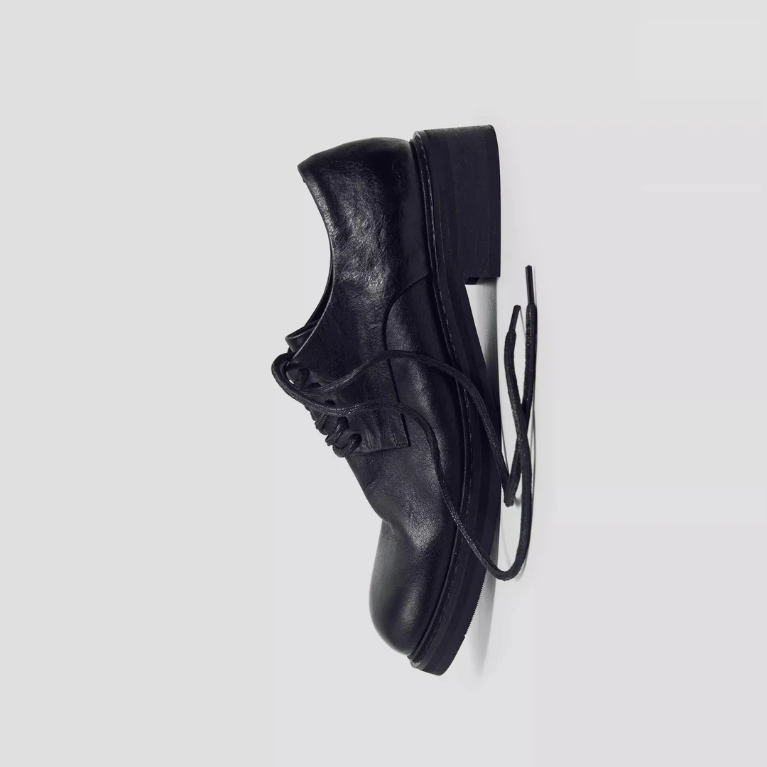 Aucun FootWear / 25SS 水洗牛皮真皮尖头通勤德比鞋