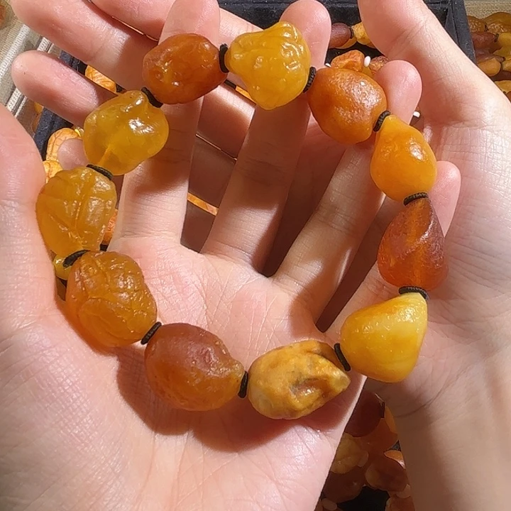 琥珀未镶嵌手链蜜蜡海漂手串