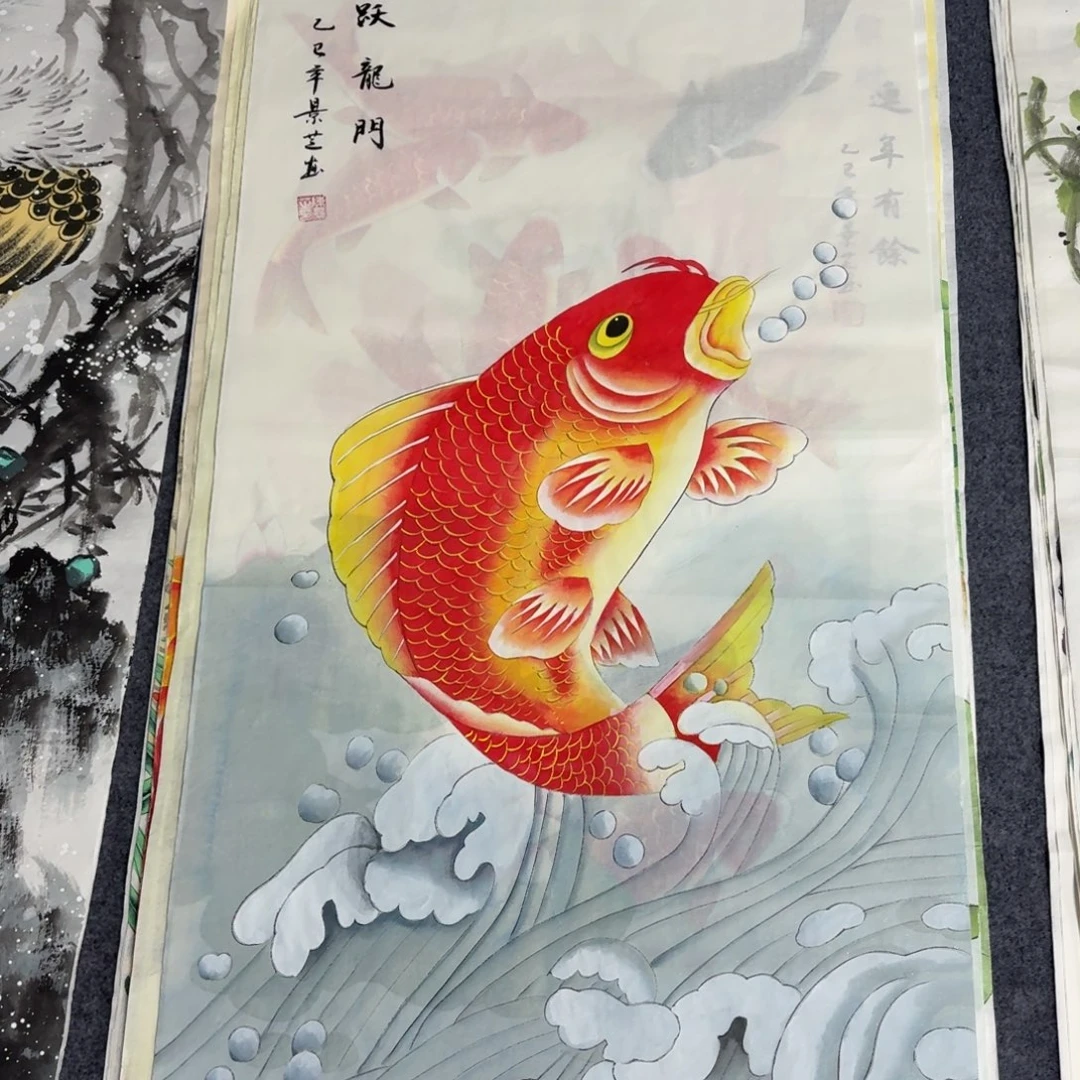 国画100×50工笔鱼画画画画