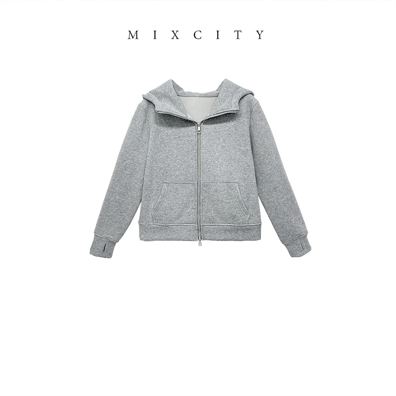 【MIXCITY亚楠家】闪钻卫衣◆重工镶钻加厚加绒连帽拉链卫衣9251