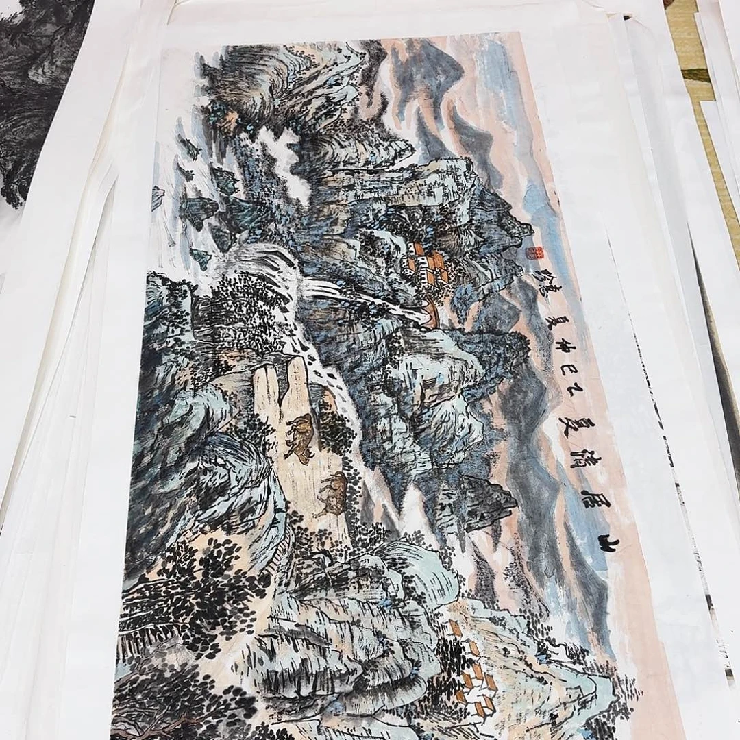 国画四尺整纸手绘做