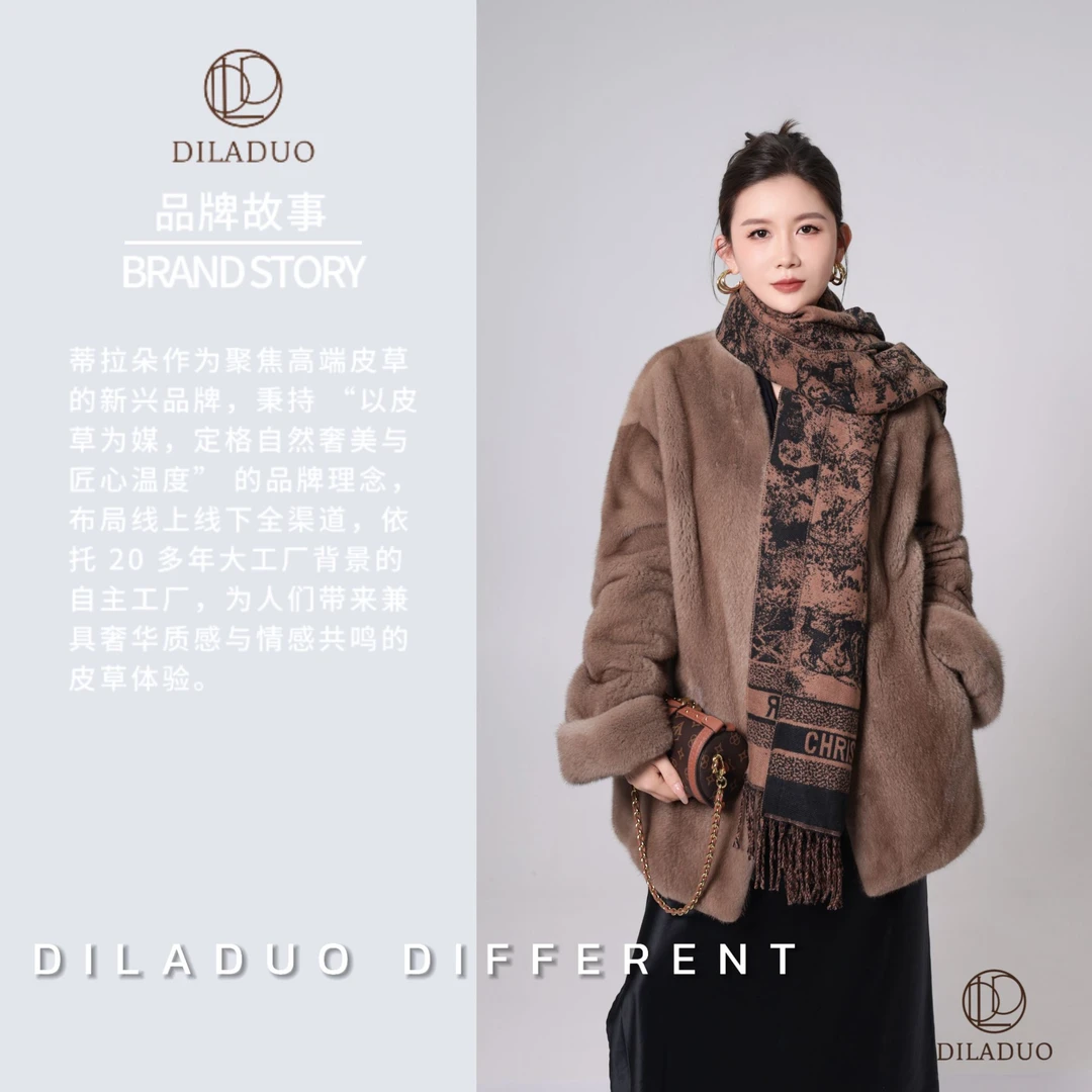 【锦一】新款冬装貂皮100%真貂女款挽袖海宁水貂帕斯条水貂貂皮大衣