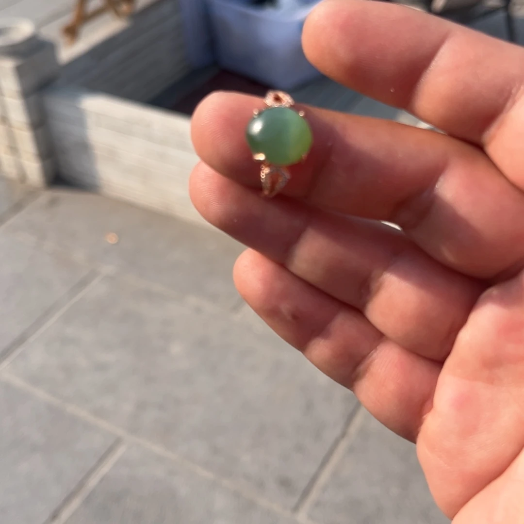 和田玉颈饰银S925镶嵌和田玉碧玉猫眼戒指