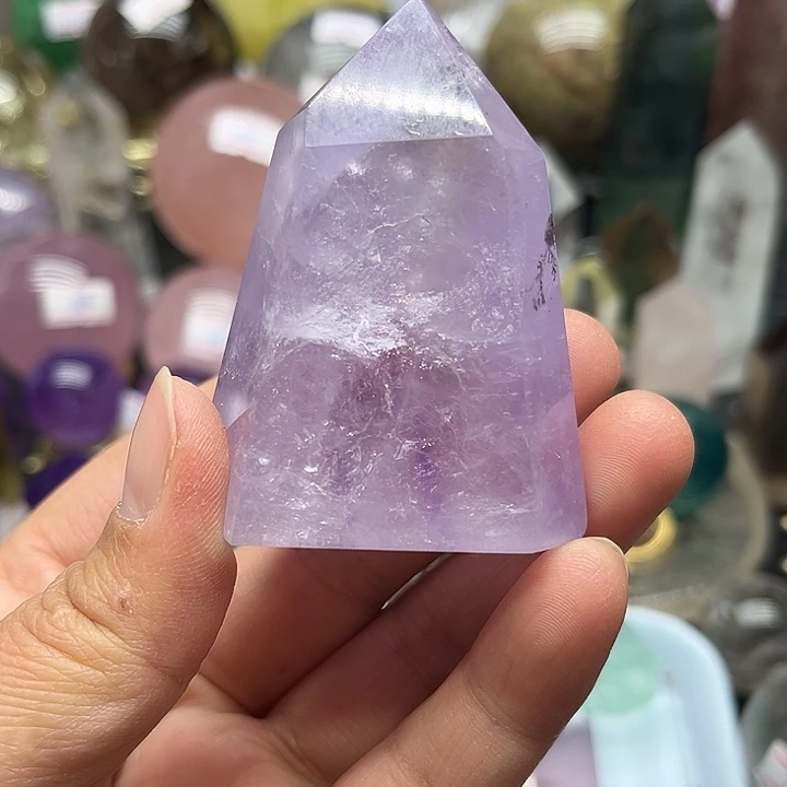 珠宝半成品水晶未镶嵌107克紫水晶柱