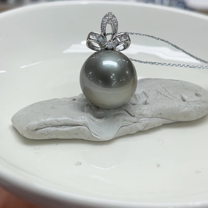 银S925镶嵌吊坠(不含链)海水珍珠14.5mm68号