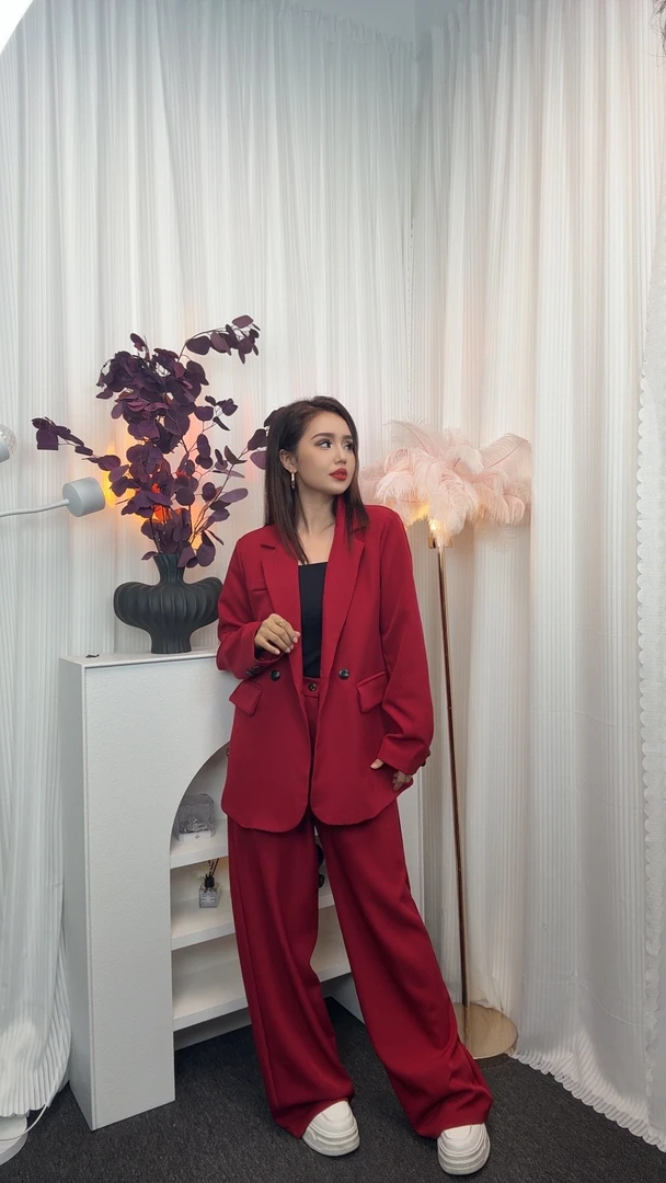 时尚休闲西装套装女新款高级感西服阔腿裤两件套