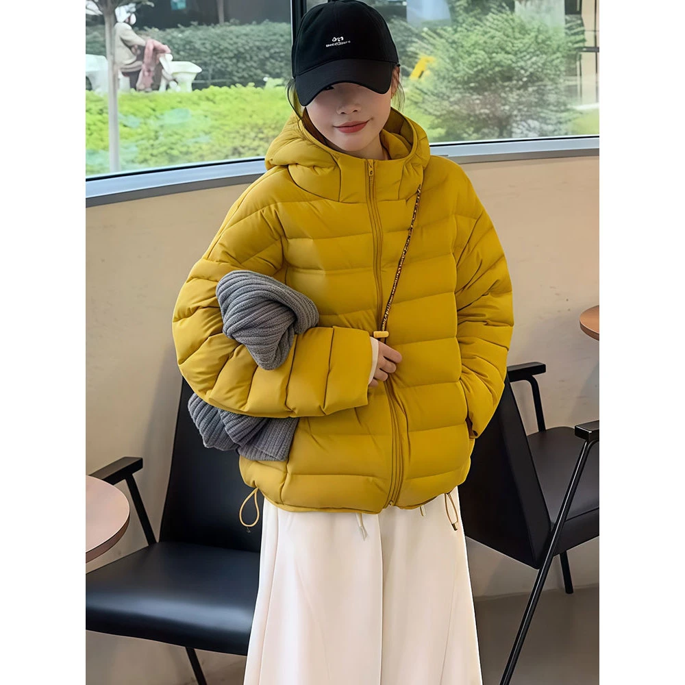 2025冬季新款排骨羽绒服女轻薄泡芙短款白鸭绒保暖连帽小个子外套