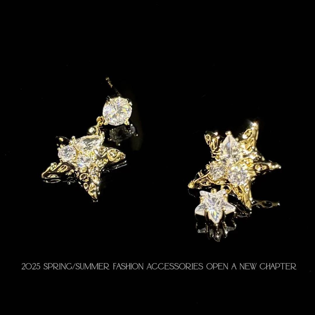 铜合金耳饰 镀K金 2025款C8981【星芒万丈】BOBAOLI 耳钉