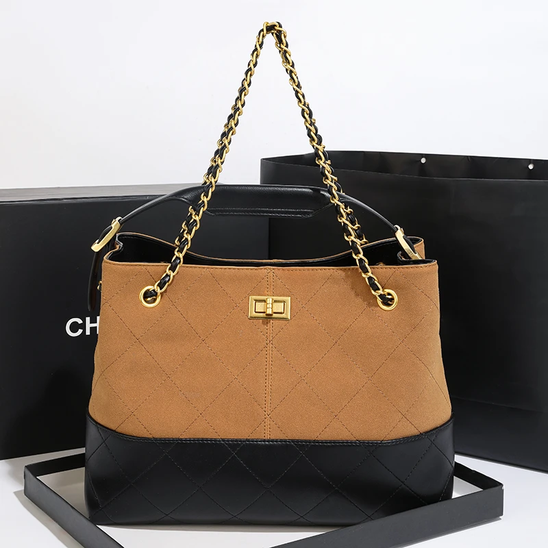 小香风托特包2025新款复古流浪通勤大容量手提包链条单肩腋下女包