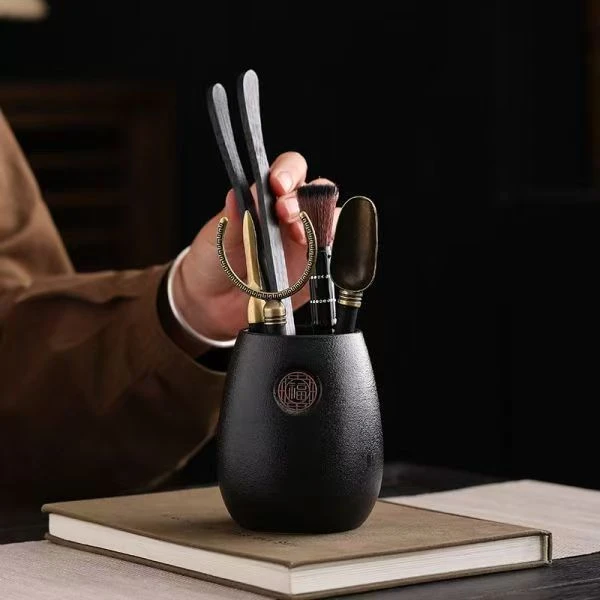 茶具配件茶道六君子黑陶茶具配件收纳茶夹茶针泡茶茶桌摆件ZH2208