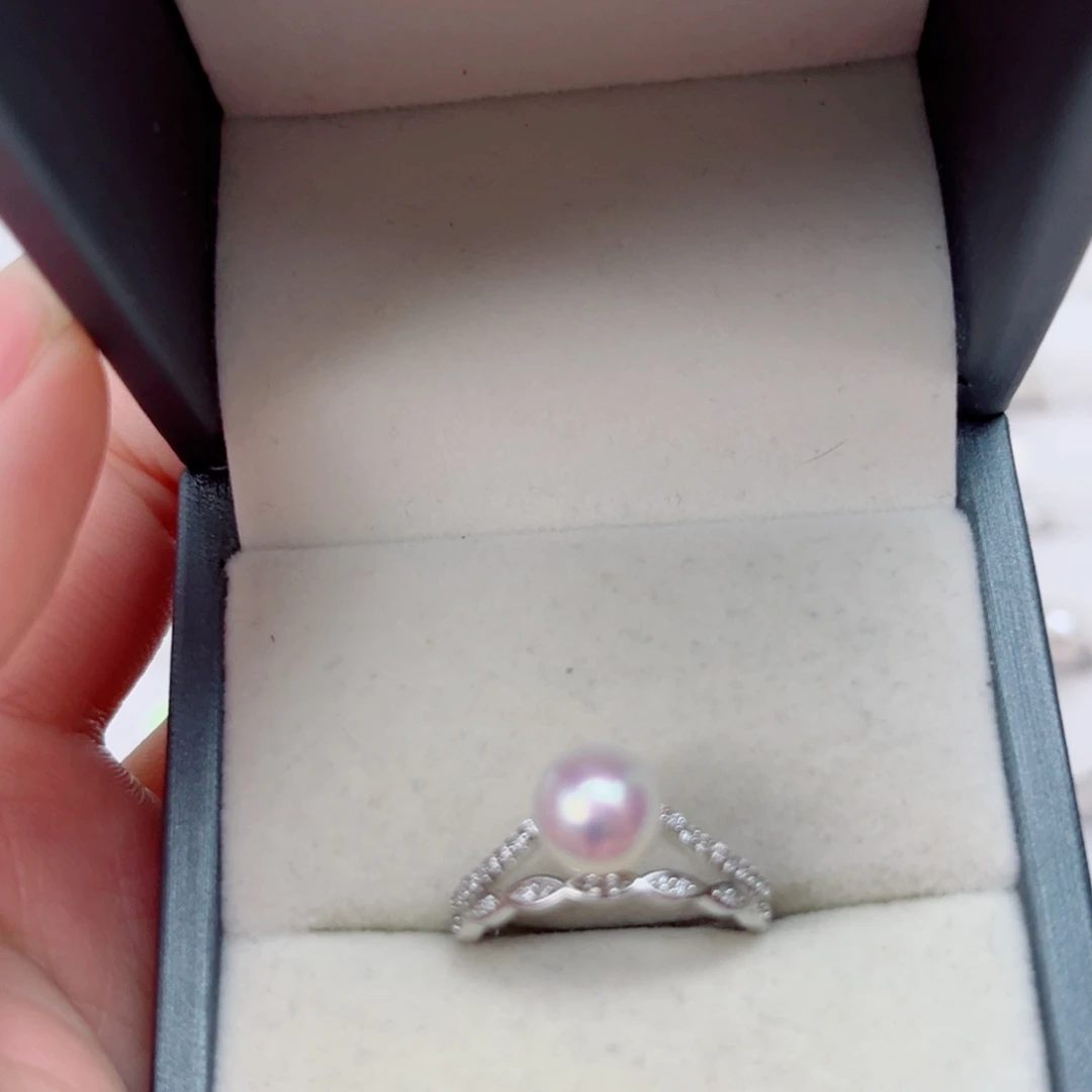 戒指银S925镶嵌淡水珍珠