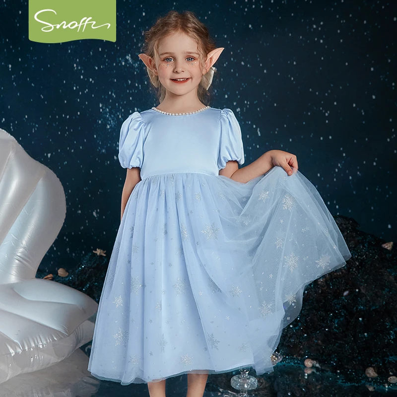【商场同款】斯纳菲女童连衣裙2025夏季新款艾莎公主裙儿童蓬蓬纱裙