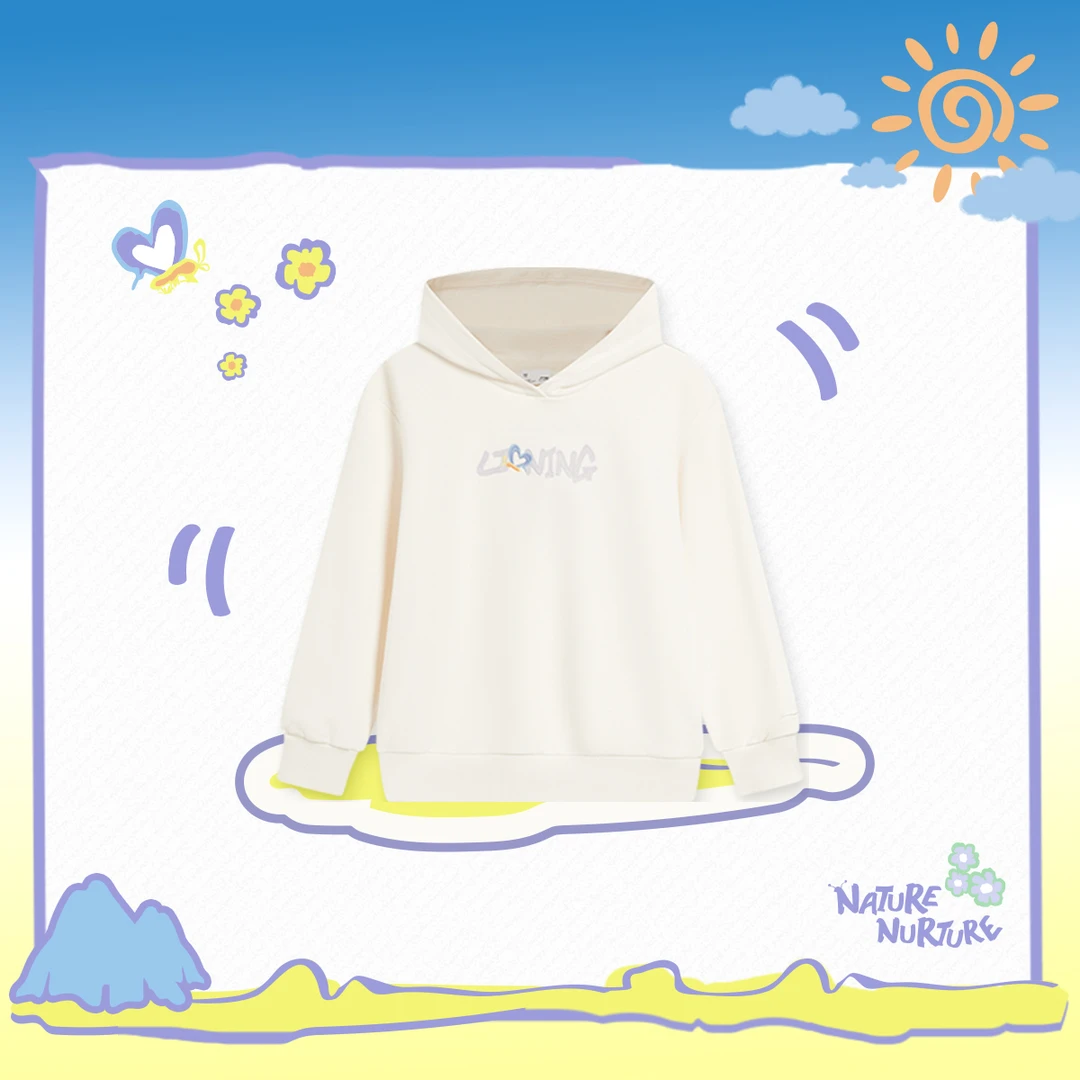 【秋季新品】李宁女大童运动生活系列宽松套头连帽卫衣YWDU088