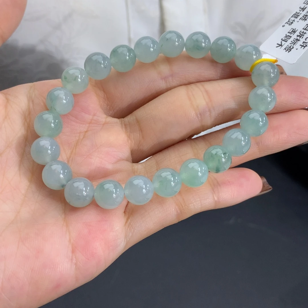翡翠未镶嵌手串卡8.4冰胶晴飘花手串