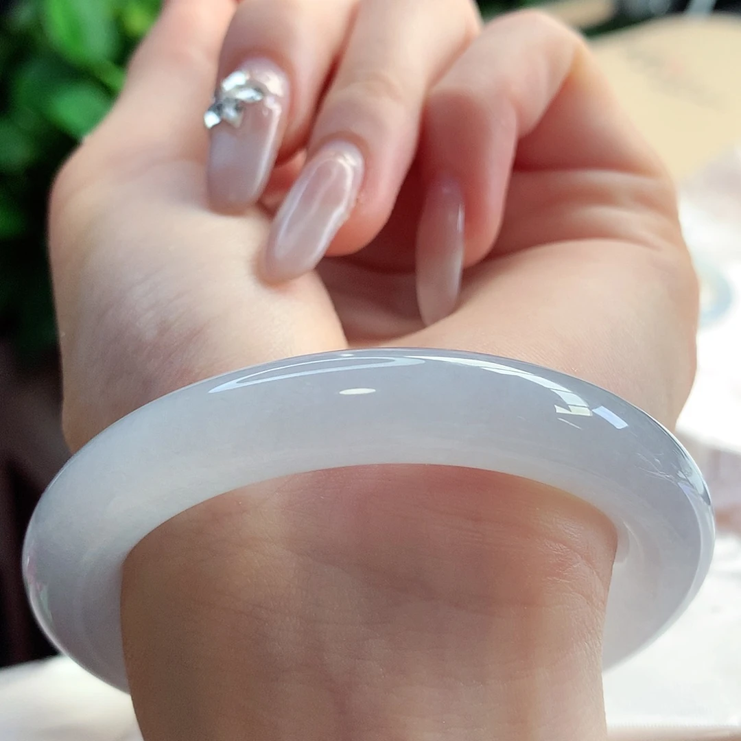 未镶嵌手镯翡翠天然A货翡翠53-54冰透少女 白白嫩嫩3号