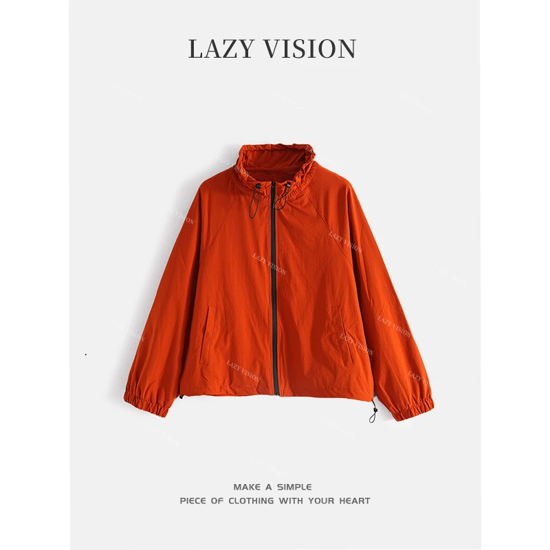 LAZYVISION新款纯色休闲冲锋衣外套女ZMD-26801小小