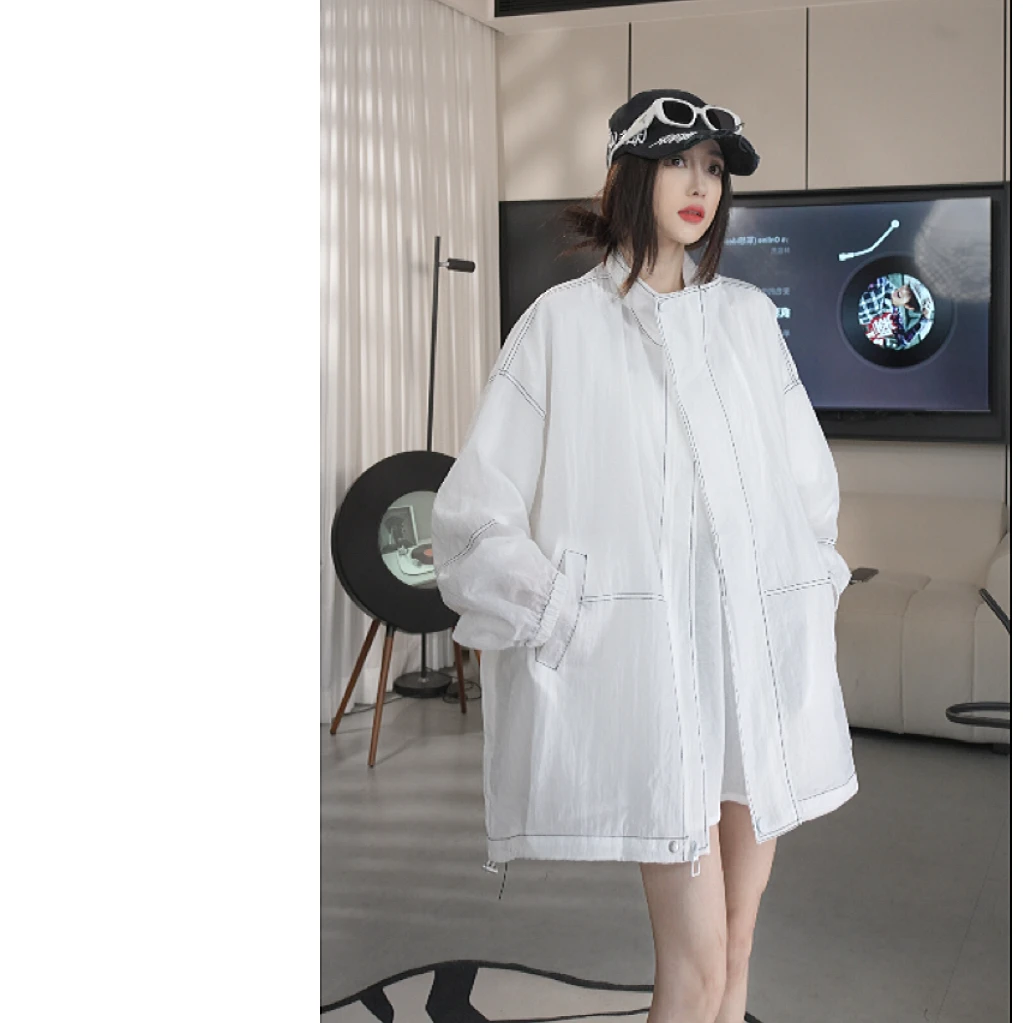 【赵一一】2025春夏新款立领宽松大版男女同款防晒开衫外套Y23061