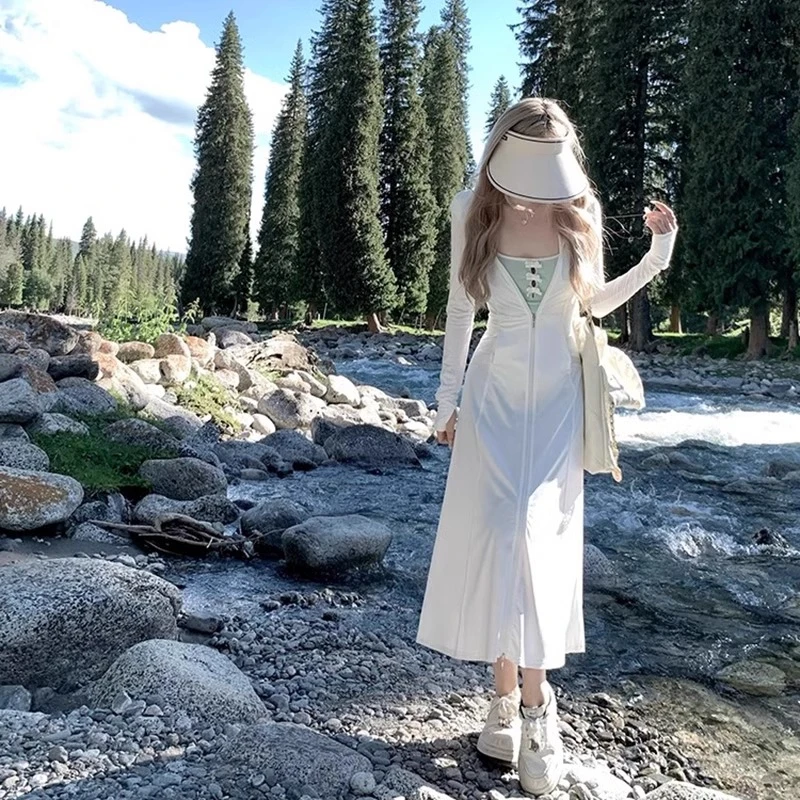 防晒衣女2025新款原纱冰丝修身皮肤衣轻薄透气防晒服外套开衫长款