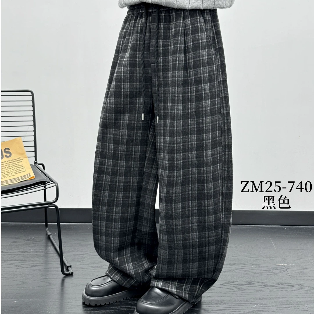 男士冬季春秋长裤休闲裤秋季百搭格子裤加绒加厚咱们zm25-740