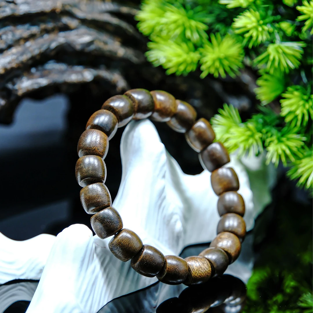 1.0越南金丝绿棋楠沉水香桶珠手串【1550】