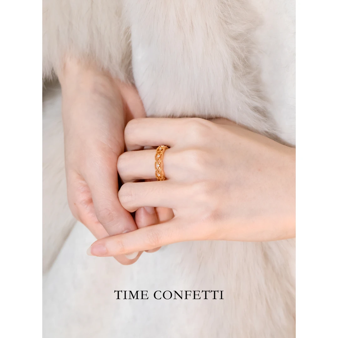 黄铜戒指 镀K金【孙二娘】宽版-蕾丝 气质法式精致闭口戒指TC 12109