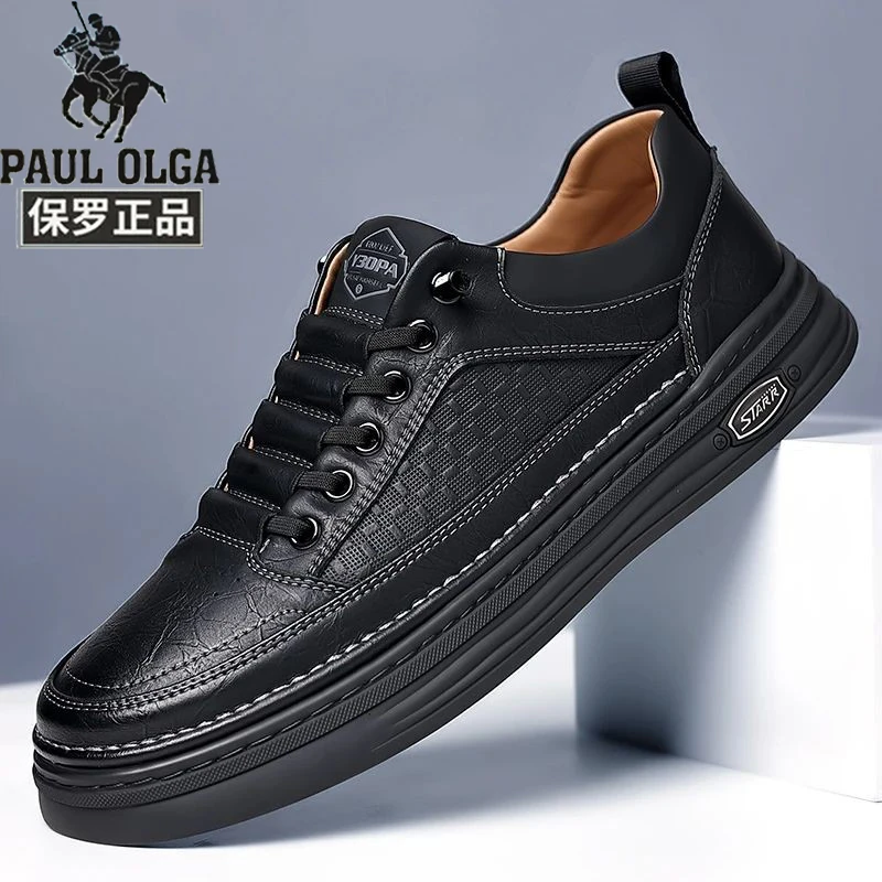 保罗正品板鞋透气运动休闲板鞋防水软底夏季春秋男士小黑鞋潮流鞋