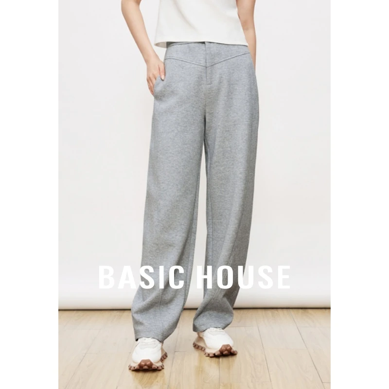 Basic House/百家好秋季高腰修身显瘦直筒香蕉裤-B0624H5F422