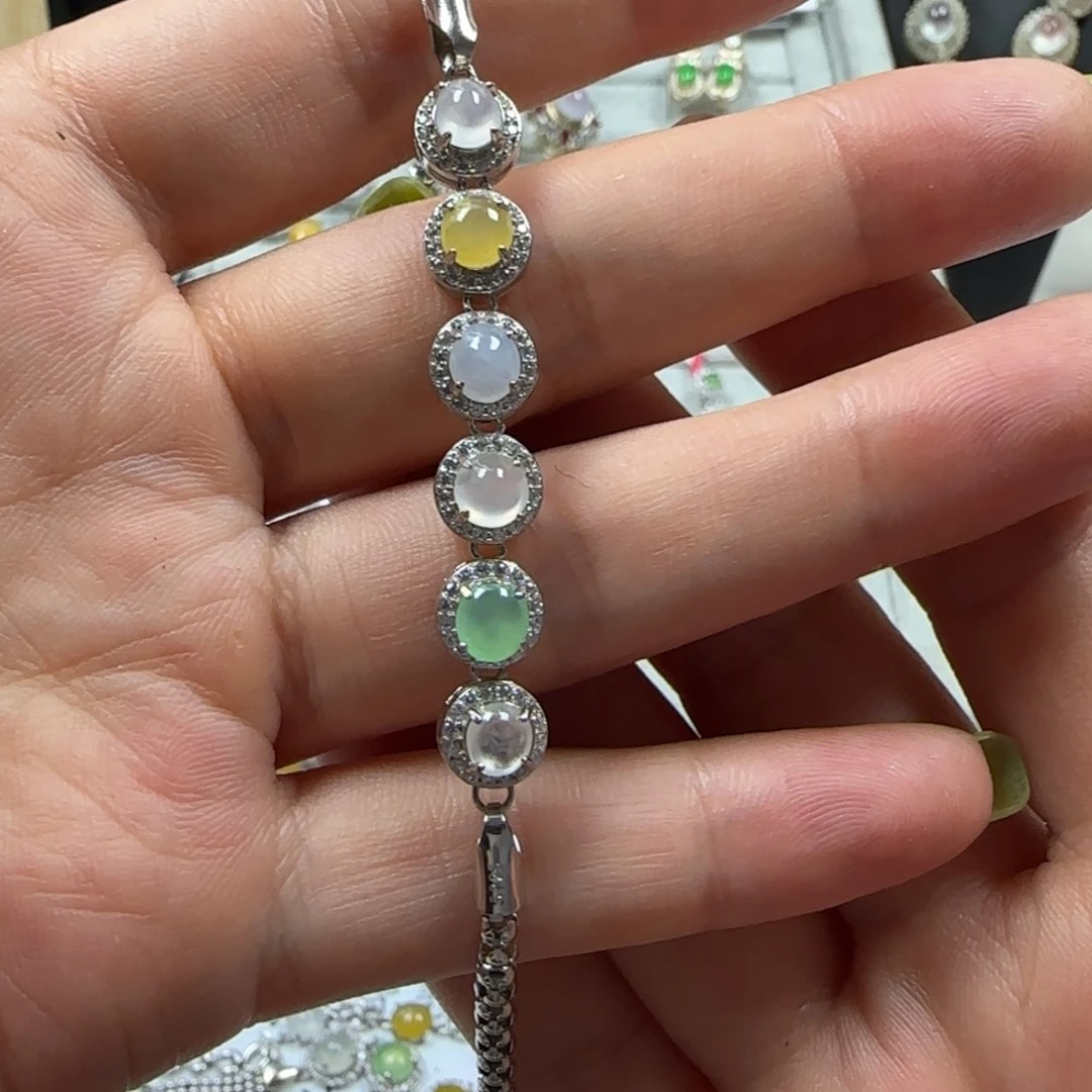 银S925镶嵌手链翡翠