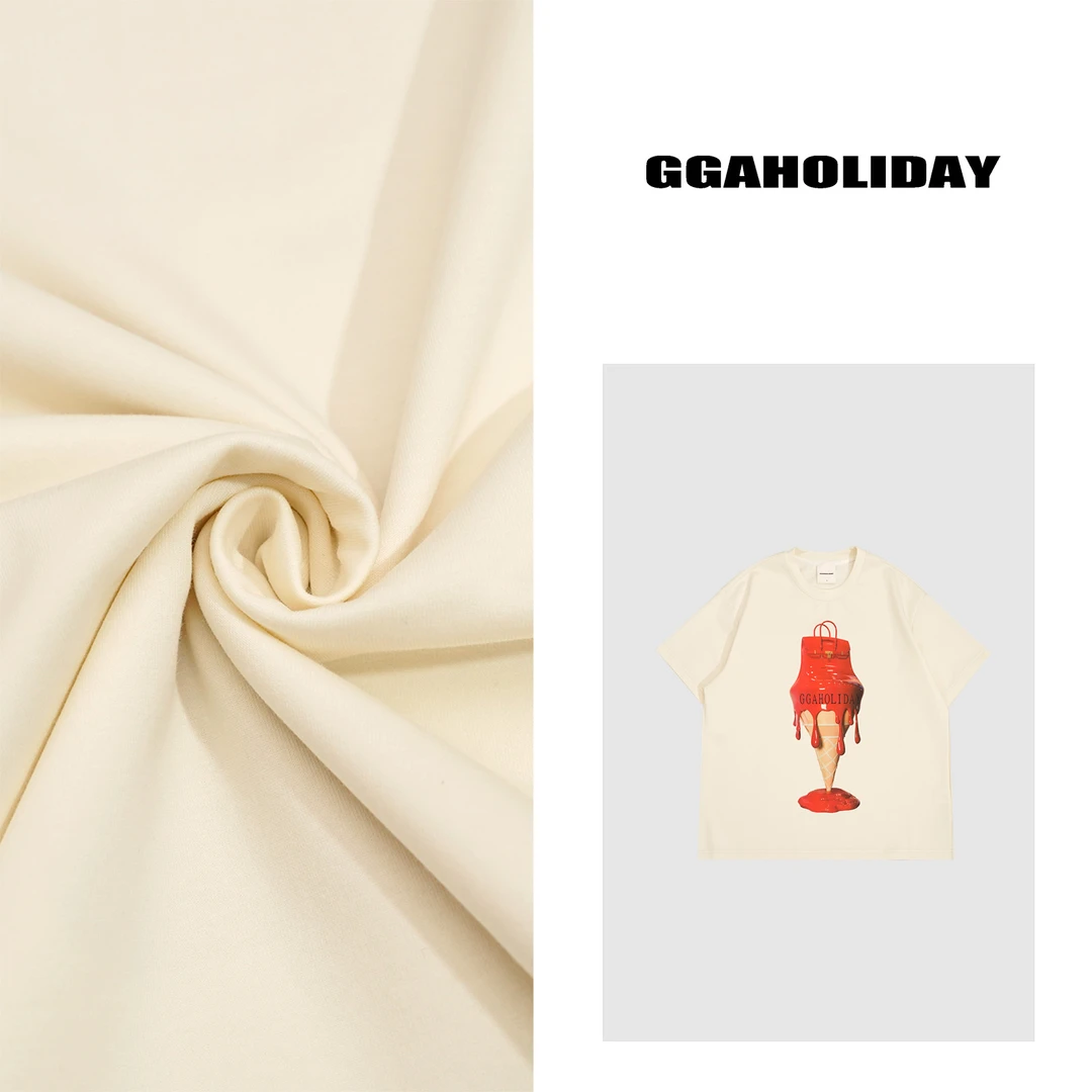 GGAHOLIDAY夏季美式休闲宽松复古印花圆领设计感短袖T恤-152413