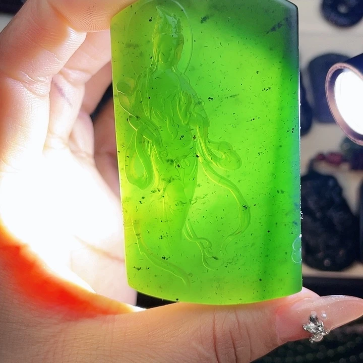 蛇纹石玉未镶嵌挂件泰山玉观音精品