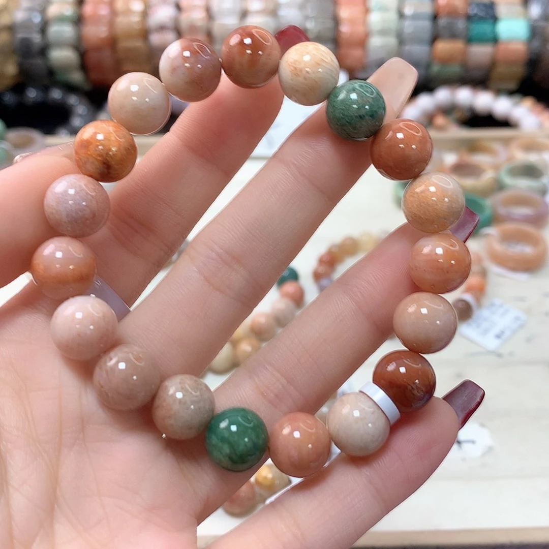 硅化珊瑚（珊瑚玉）手链未镶嵌可***撸233