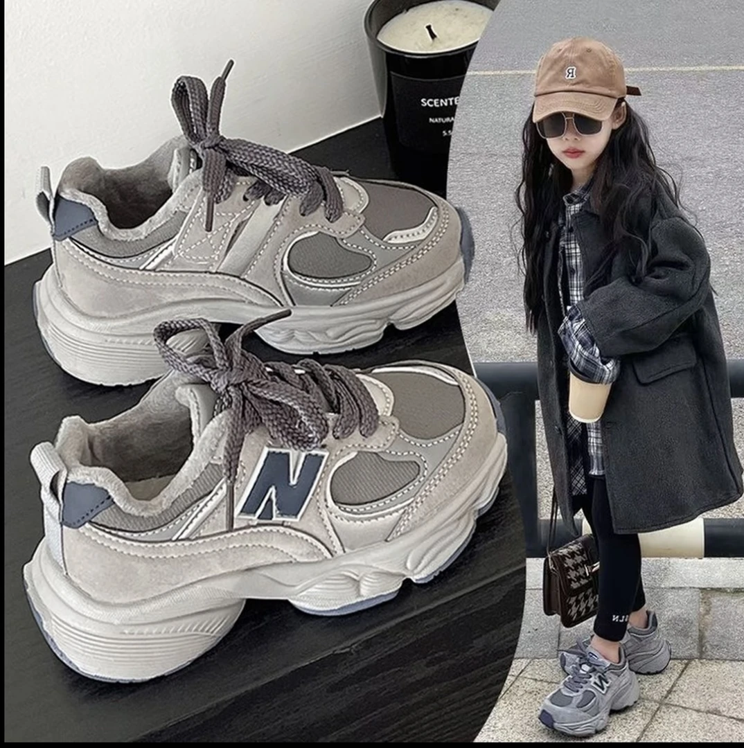 阿童木女童鞋子儿童运动鞋2025秋冬新款儿童鞋子百搭老爹鞋加绒款