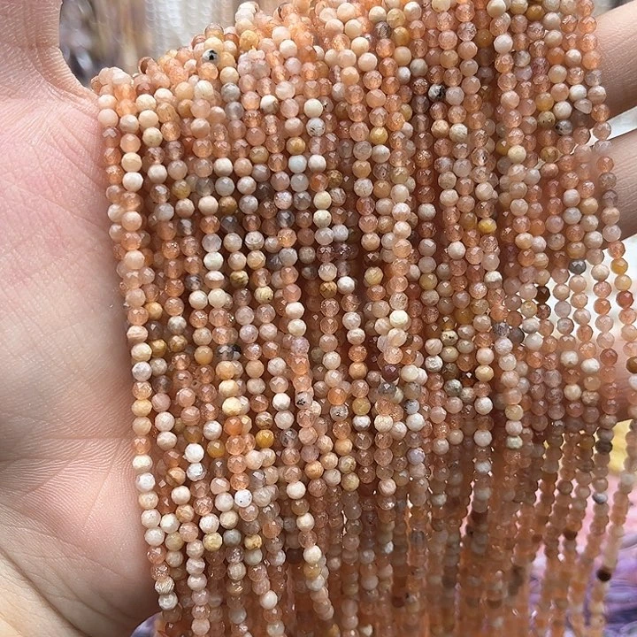 未镶嵌玛瑙/玉髓珠宝半成品一条3mm左右太阳石刻面