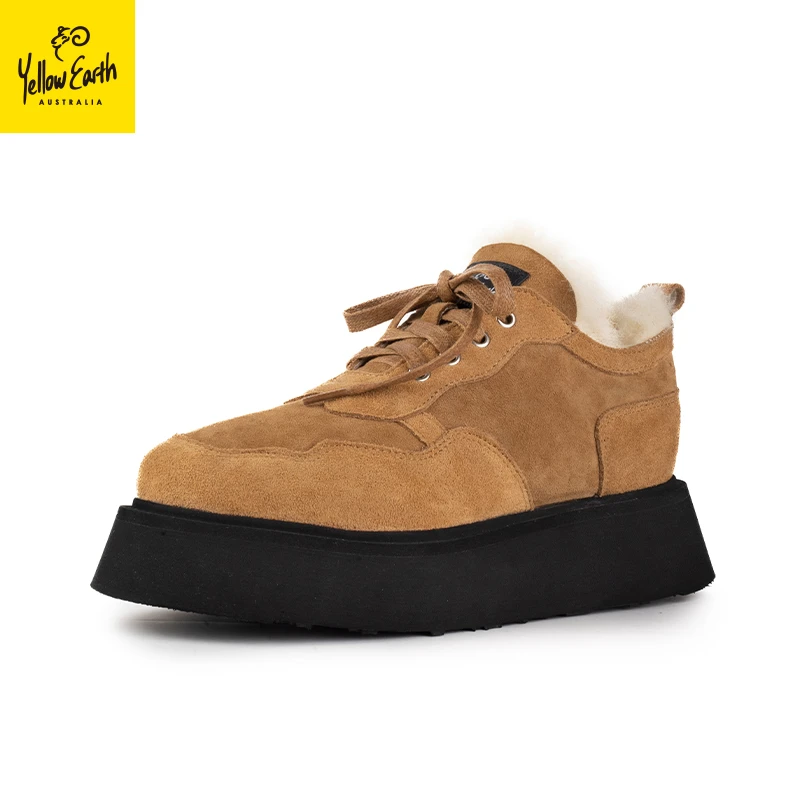 YellowEarth2023秋冬新款女士厚底羊皮毛一体系带芭娜毛毛鞋62J