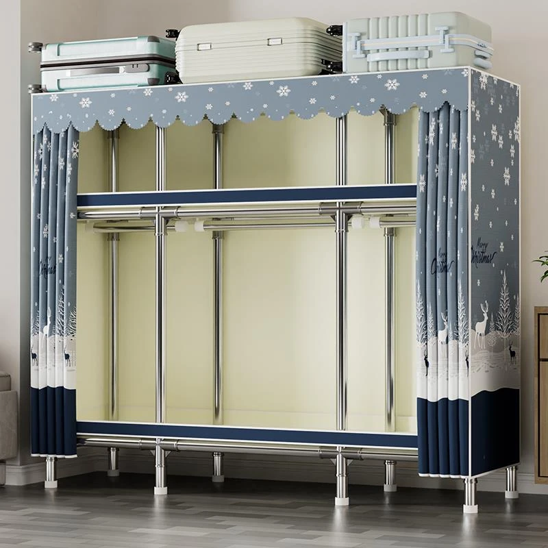 衣柜钢管加粗加厚全钢架结实耐用简易衣柜家用卧室出租房用组装