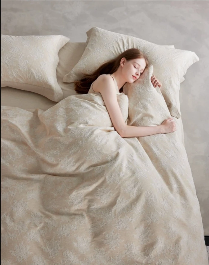 五角星-清枫高端定制复古棉麻色织提花款简约四件套床上用品被套