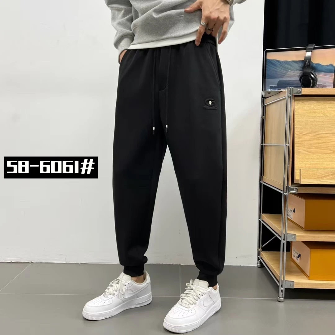 58-6061#【加绒加厚】男士冬季高品质简约百搭宽松螺纹口休闲裤
