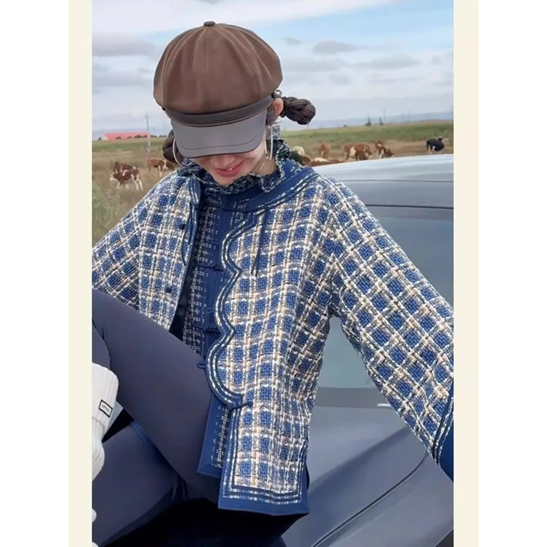 早秋韩系chic新中式格子盘扣衬衫外套两件套女国风独特超好看穿搭