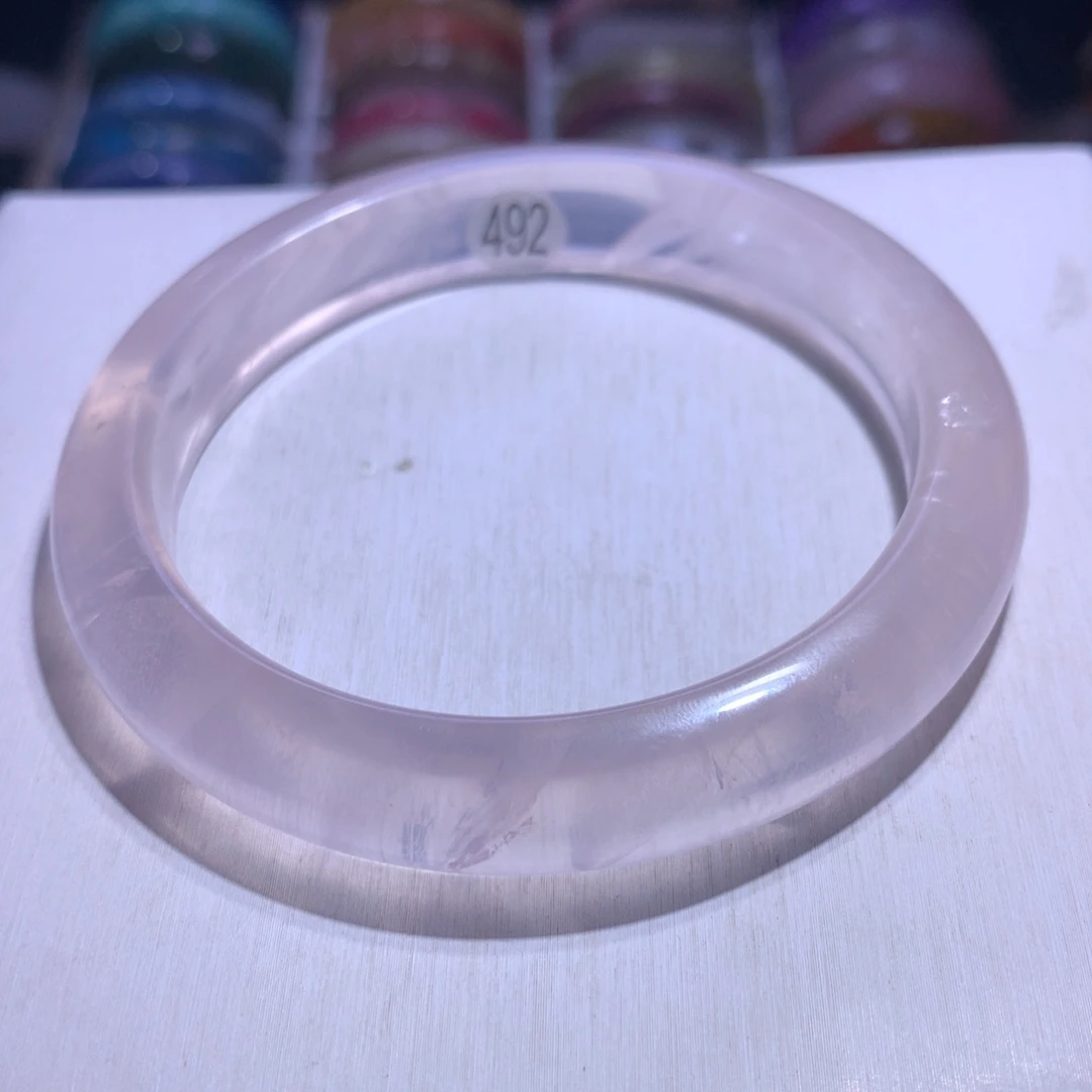 水晶银S925镶嵌手镯粉晶64圈492