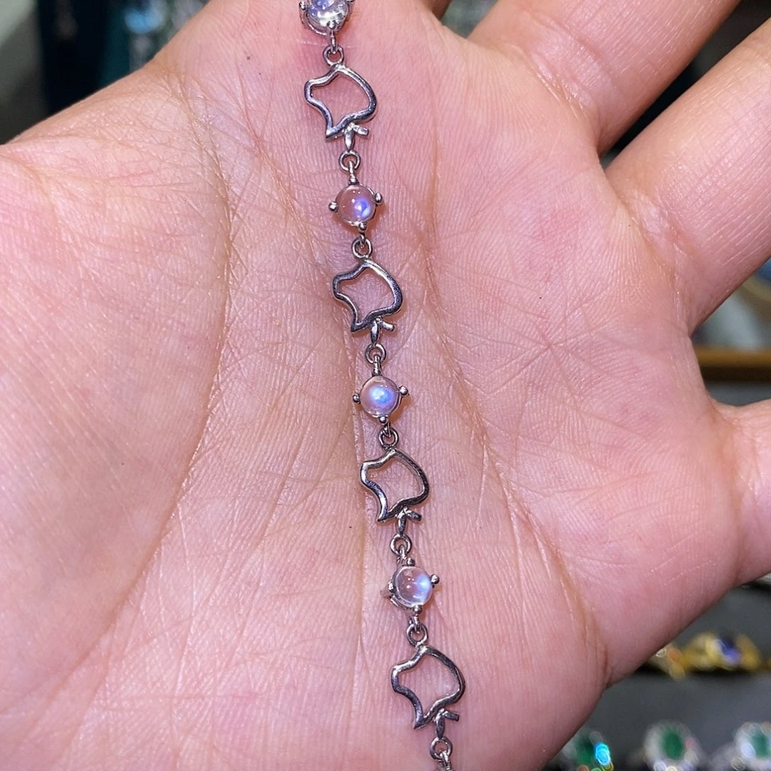 手链银S925镶嵌月光石