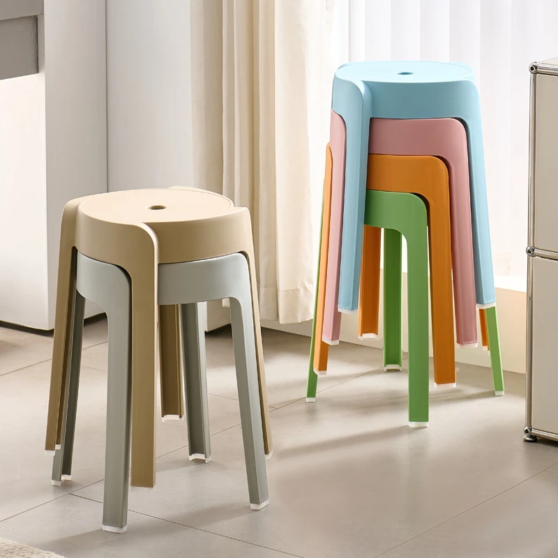 新家必备加厚高腿凳北欧客厅简约圆登子餐桌椅备用板凳塑料凳子
