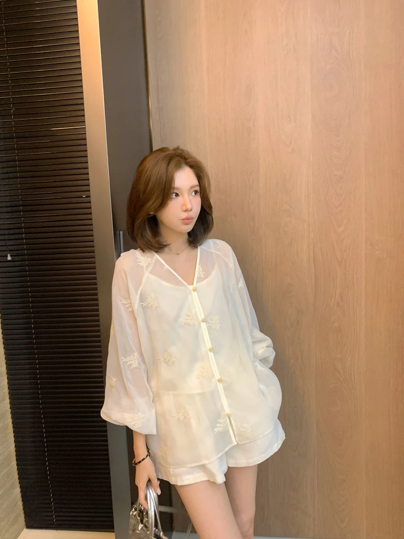 【芝士Cheese】 烂漫倒影 夏季时尚百搭气质设计师松紧腰套装