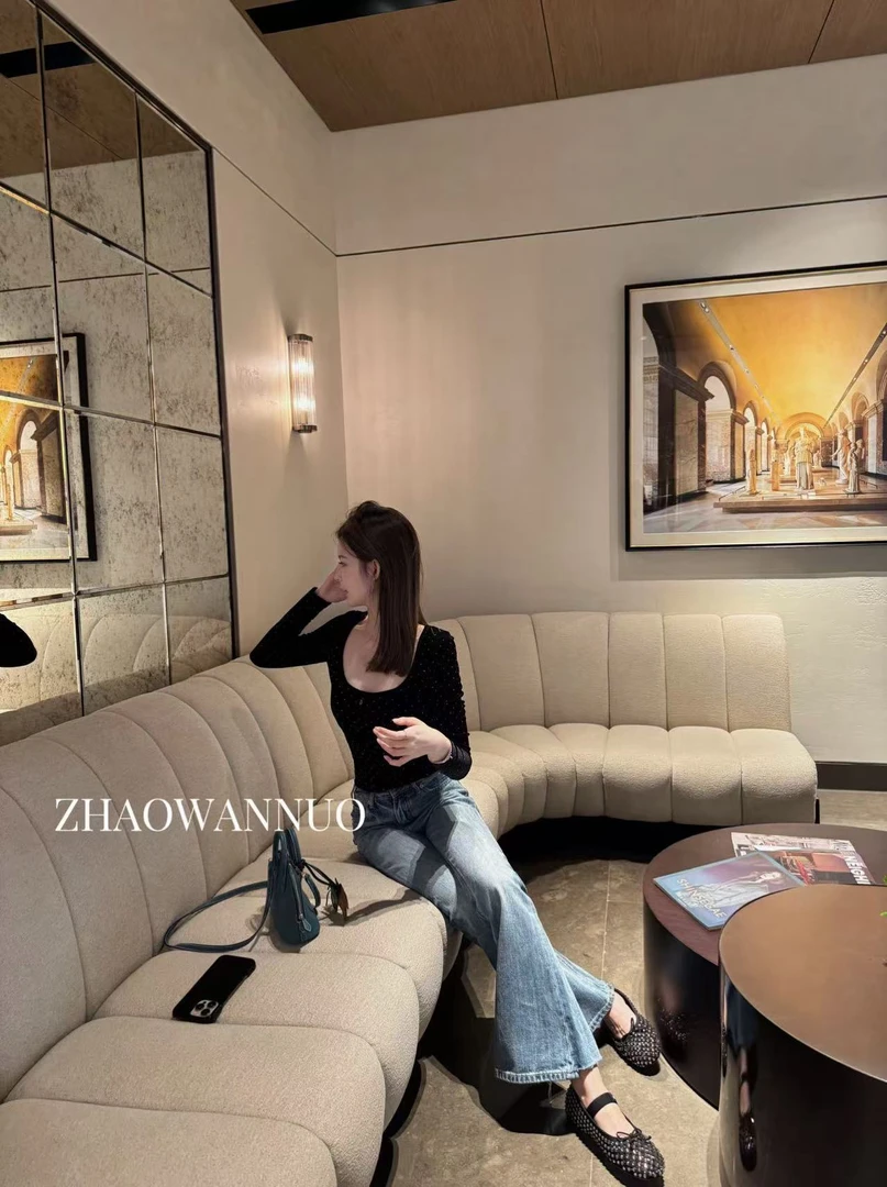 ZHAO WANNUO 丨 25cel*ne春夏新款复古水洗显瘦微喇牛仔裤NC0316