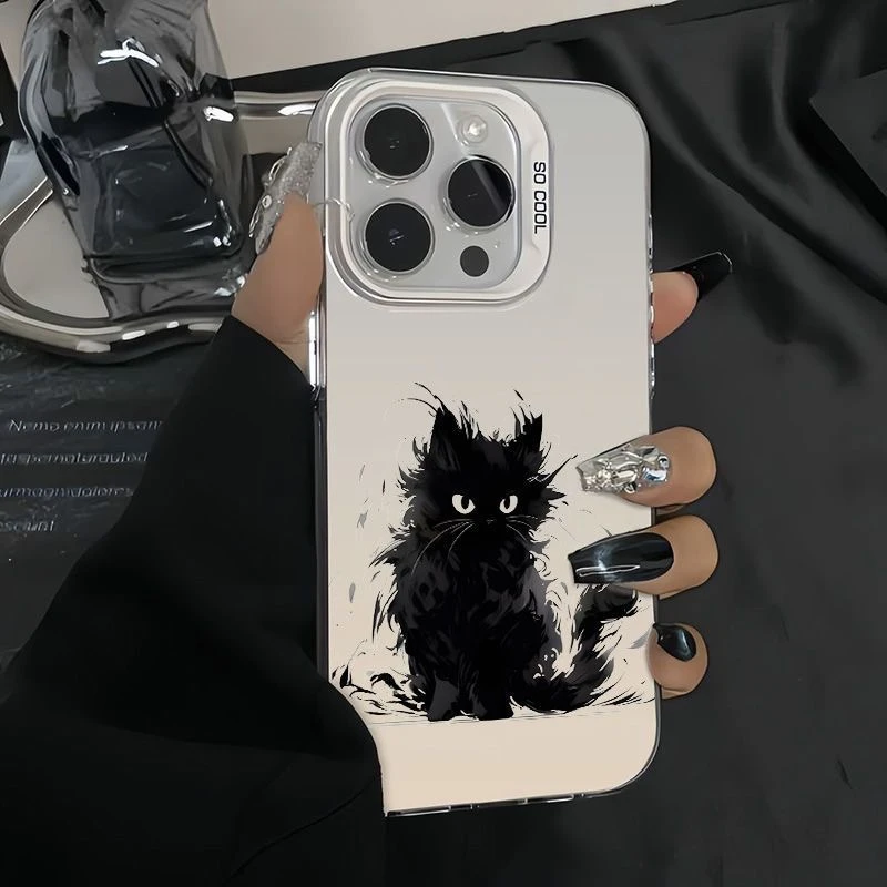 【彩银IMD】水墨黑猫手机壳适用苹果/华为/荣耀/VIVO/OPPO/小米红米