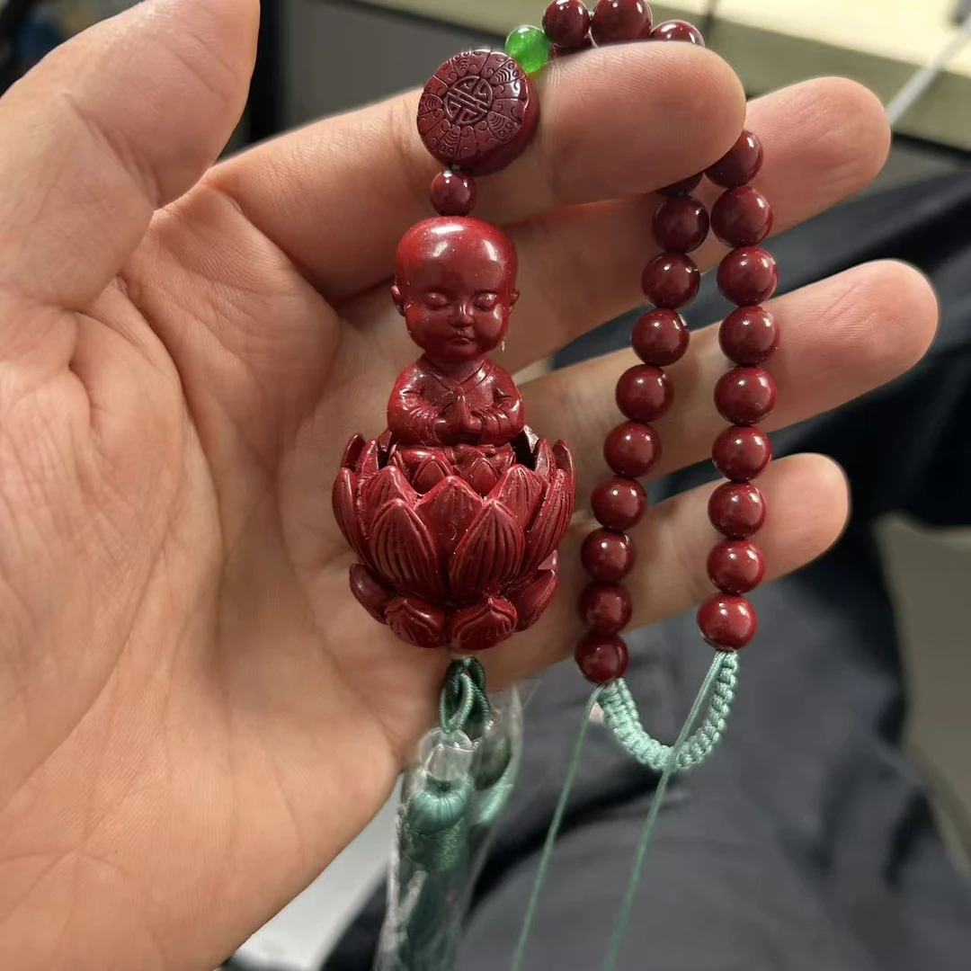 含辰砂工艺品精品设计分体式雕刻宝宝佛车挂