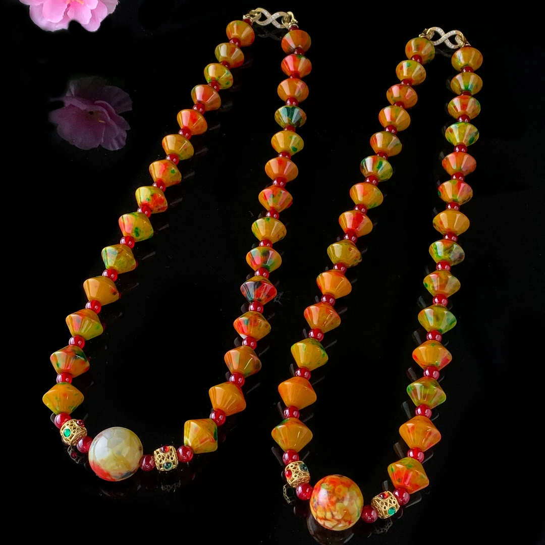 S8188【福嘟嘟珠宝】千草灵碧健妄石宝塔玛瑙项链-多样性只发一件