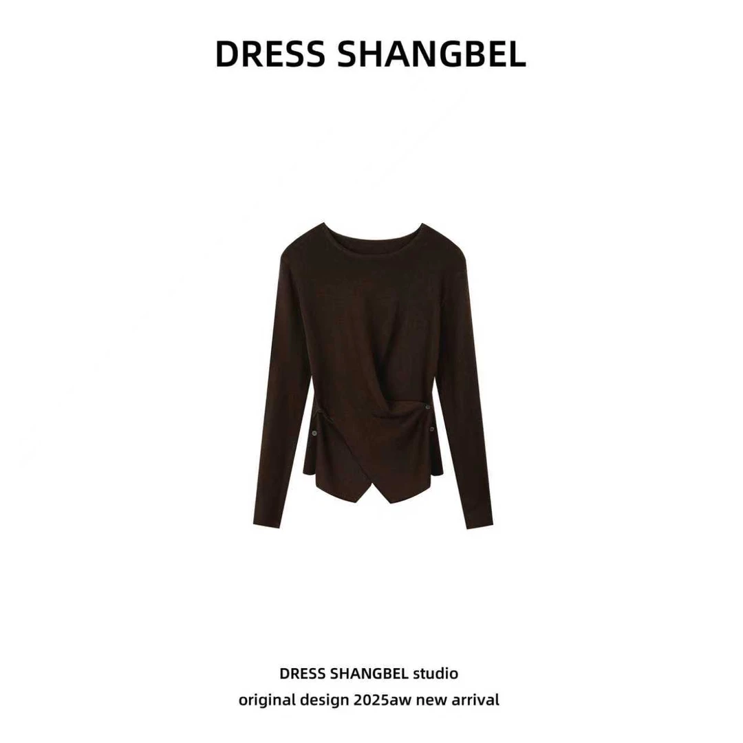 DRESS -秋季新款C88针织衫圆领针织设计师简约弹力针织衫5639H