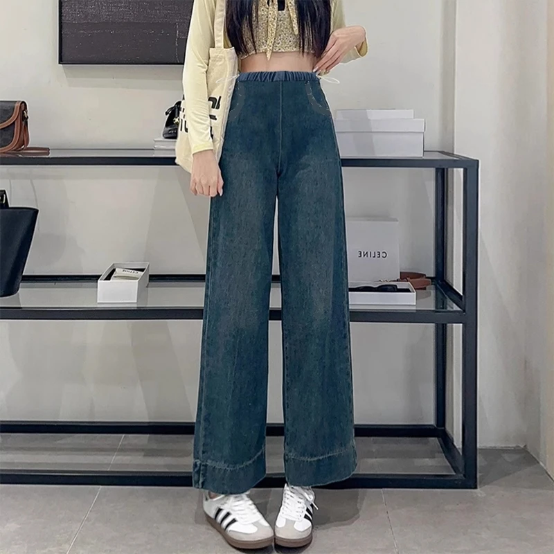 秋冬孕妇牛仔裤韩版抽绳直筒裤宽松外穿夏阔腿裤秋季加绒显瘦休闲