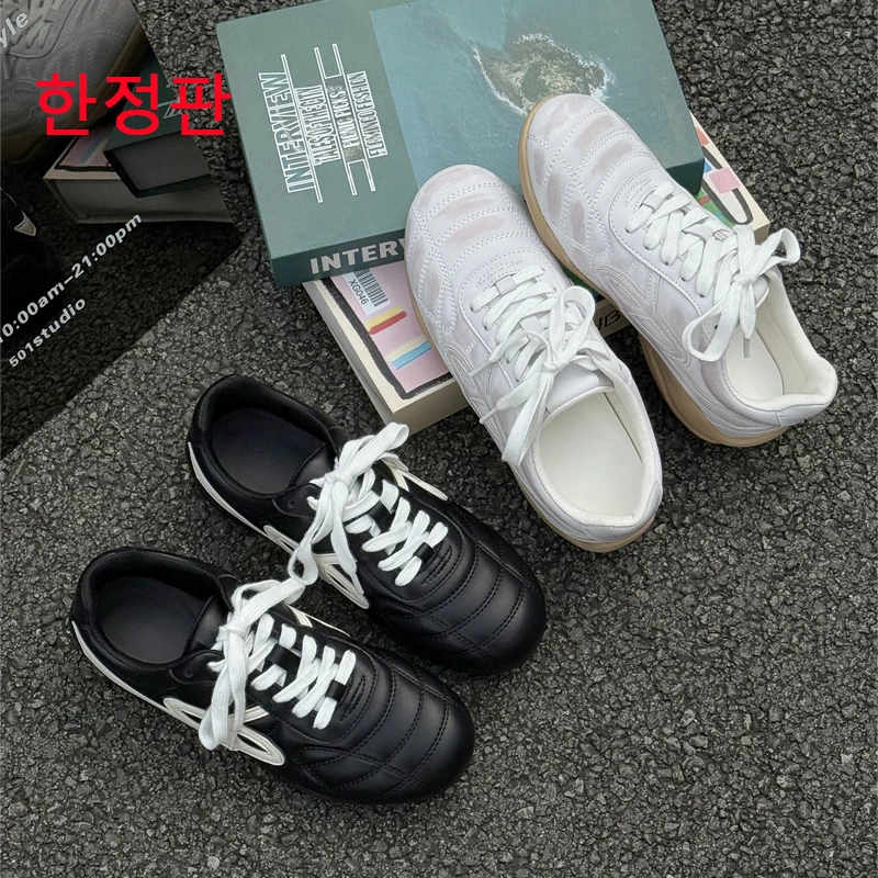 韩国신상품·流浪鞋女2025秋季新款薄底轻便系带运动休闲德训鞋