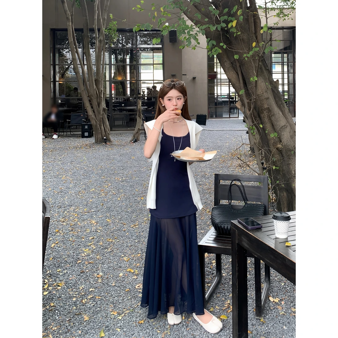 切糕自制【】小个子春季长裙女气质显瘦长款无袖连衣裙
